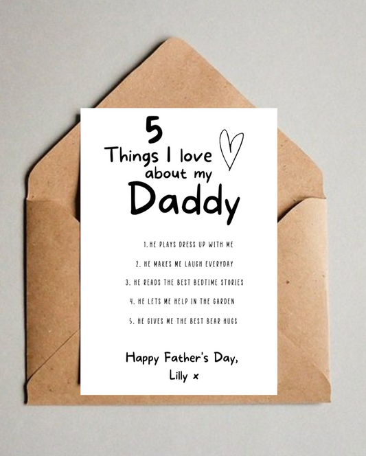 5 Things I Love About My Daddy Print