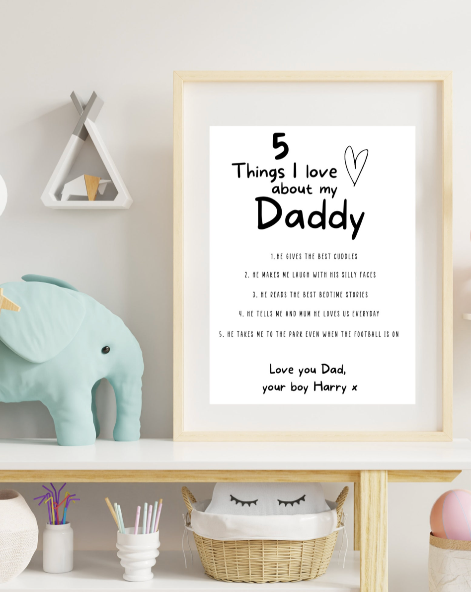 5 Things I Love About My Daddy Print