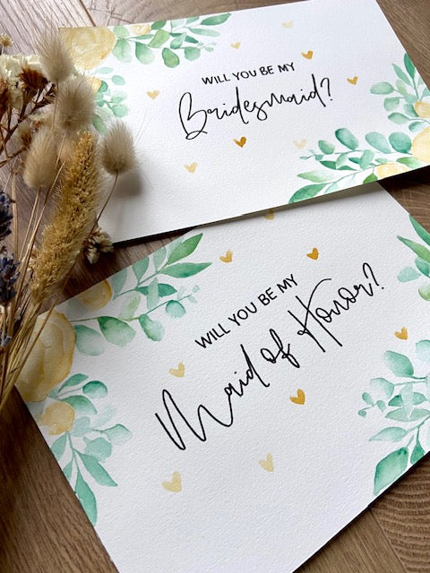 Corner Floral Will You Be My Bridesmaid Card
